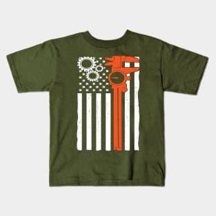 Machinist Flag Tools CNC Machine Operator Machining Kids T-Shirt